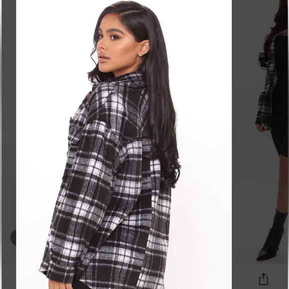 FASHION NOVA CHECK YA LATER FLANNEL TOP MEDIUM NEW WITH TAGS BLACK COMBO - Picture 3 of 3